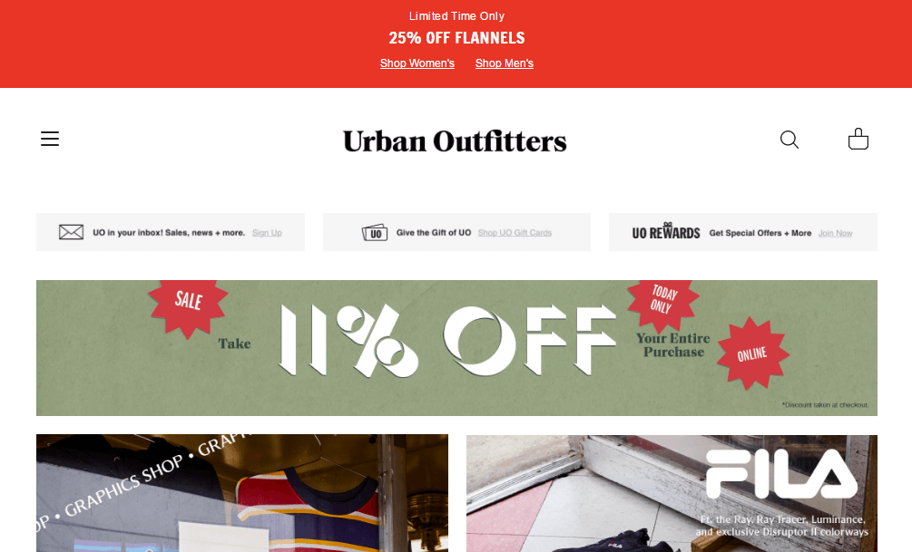 Urban Outfitters优惠码2018 双十一全场男女服饰8.9折促销满额免邮